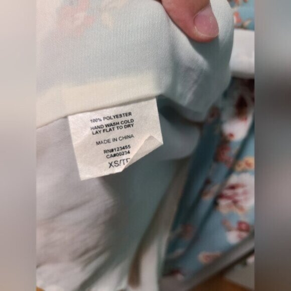 Lord & Taylor Blue Floral Wrap Side Tie Flutter Ruffle Cap Sleeve Mini Dress XS - Picture 16 of 16